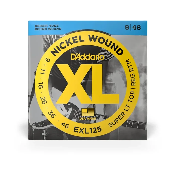 D’Addario EXL125 XL Nickel Wound Electric Guitar Strings – .009-.046 Super Light Top/Regular Bottom