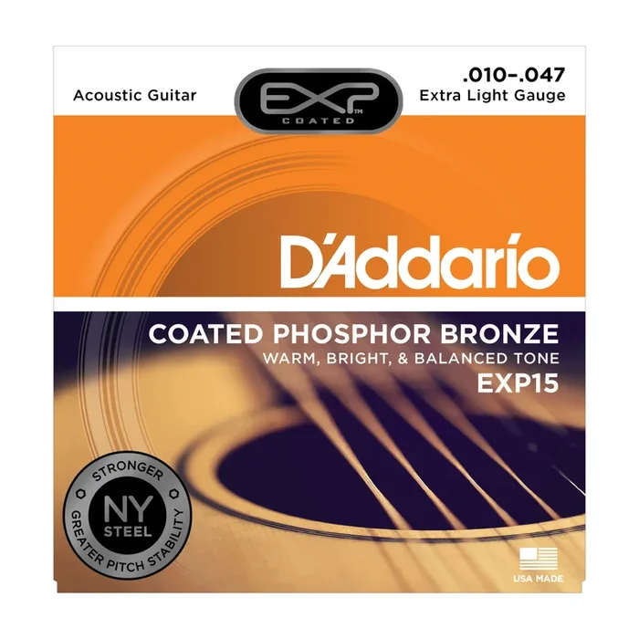 D’Addario EXP15 Coated Phosphor Bronze, Extra Light, 10-47
