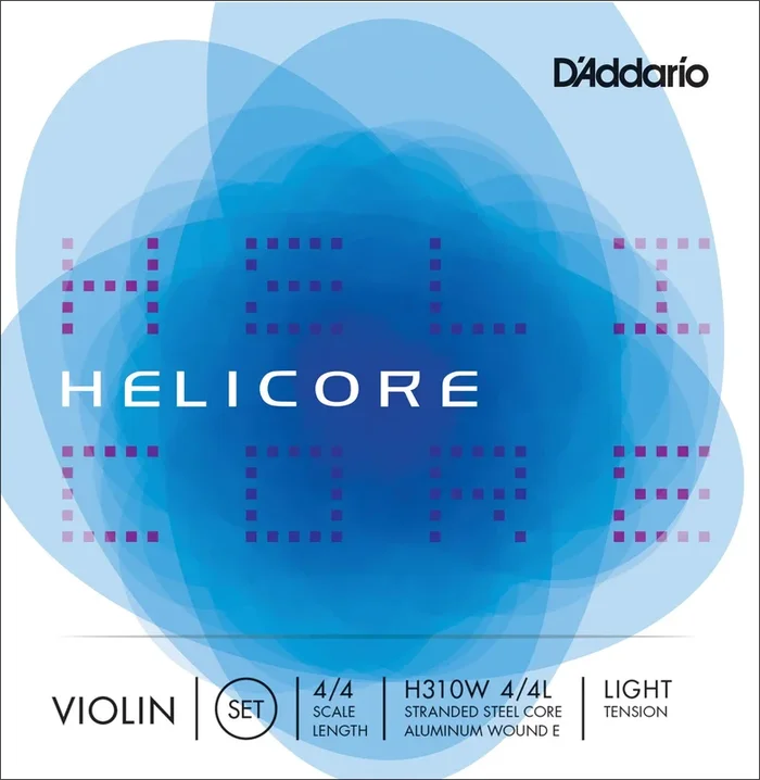 D’Addario Helicore Violin String Set with Wound E, 4/4 Scale, Light Tension