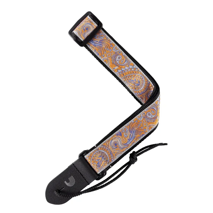 D’Addario Jacquard Ukulele Straps, Paisley Grey/Orange