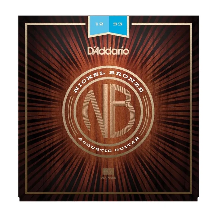 D’Addario NB1253 Nickel Bronze Acoustic Guitar Strings, Light, 12-53