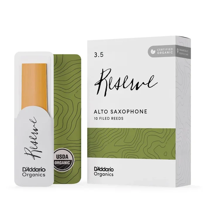 D’Addario Organic Reserve Alto Saxophone Reeds, Strength 3.5, 10-pack
