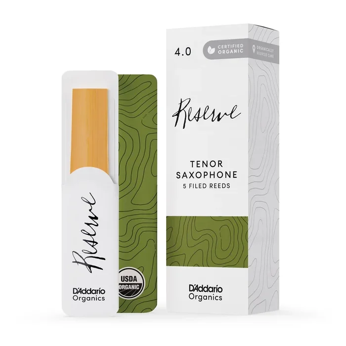 D’Addario Organic Reserve Tenor Saxophone Reeds, Strength 4.0, 5-pack