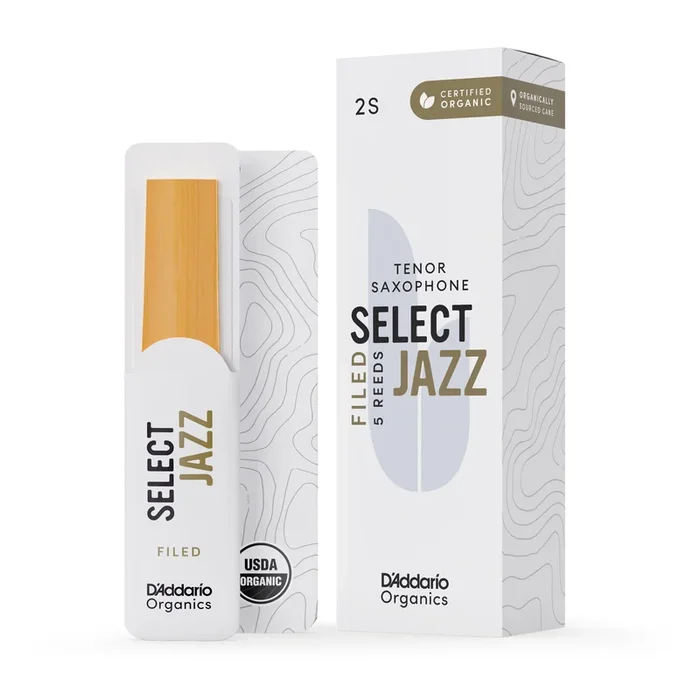 D’Addario Organic Select Jazz Filed Tenor Sax Reeds, Strength 2 Soft, 5-pack