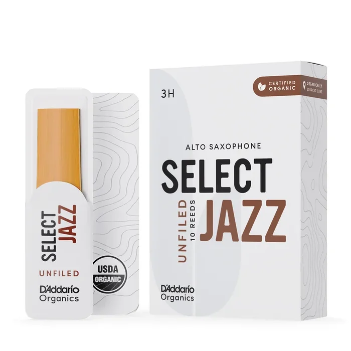 D’Addario Organic Select Jazz Unfiled Alto Sax Reeds, Strength 3 Hard, 10-pack