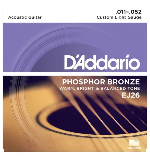 D’Addario Phosphor Bronze Custom Light 11-52 Guitar Strings