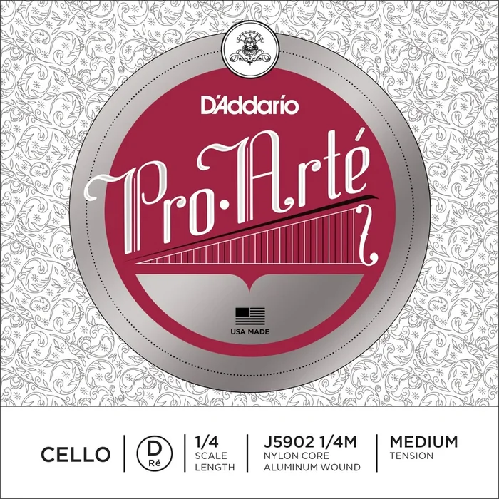 D’Addario Pro-Arte Cello Single D String, 1/4 Scale, Medium Tension