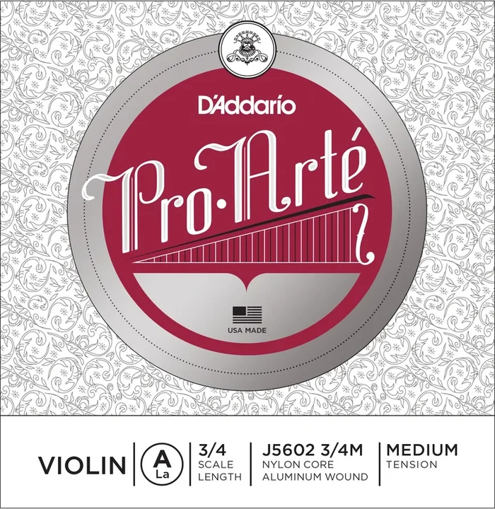 D’Addario Pro-Arte Violin Single A String, 3/4 Scale, Medium Tension