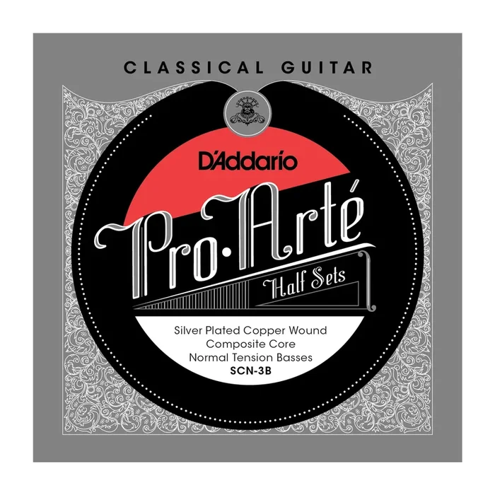 D’Addario SCN-3B Pro-Arte Silver Plated Copper on Composite Core Classical Guitar Half Set, Normal Tension