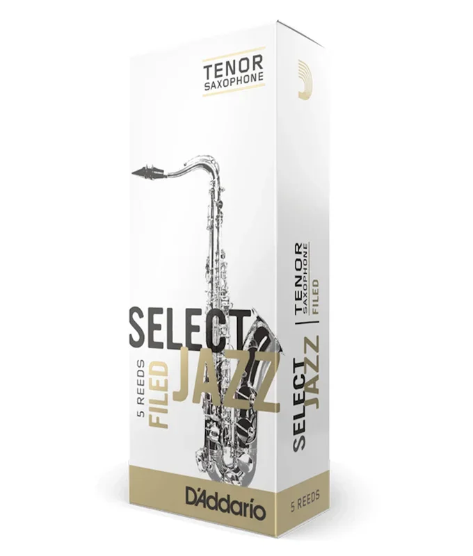 D’Addario Select Jazz Tenor Saxophone Filed Reeds, Strength 2 Hard – 5-Pack