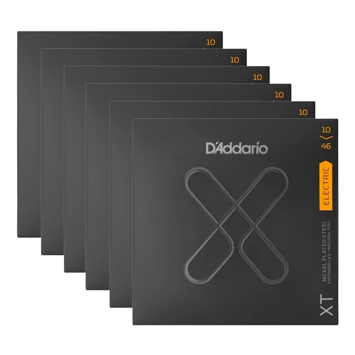 D’Addario XT Nickel Plated Steel Electric Guitar Strings Regular Light 10-46 6 Pack Bundle