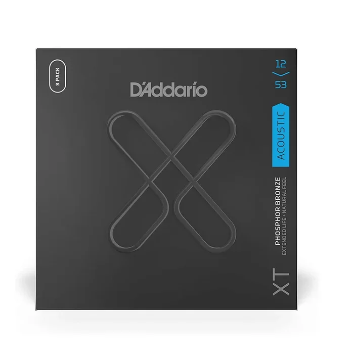 D’Addario XTAPB1253 XT Acoustic Guitar Strings, Light, 12-53, 3 Sets