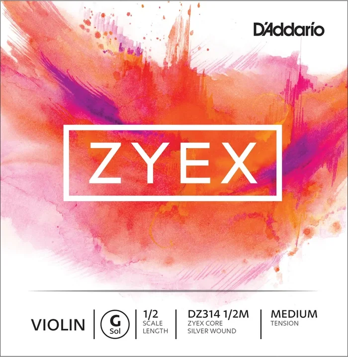 D’Addario Zyex Violin Single G String, 1/2 Scale, Medium Tension