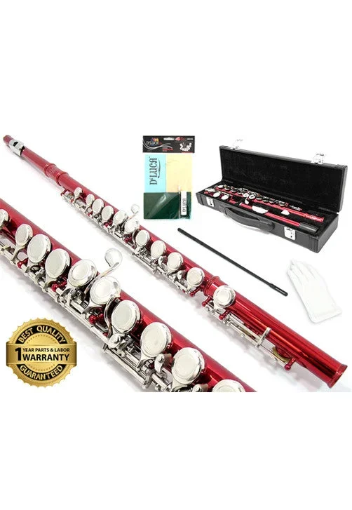 D’Luca 400 Series Red 16 Closed Hole C Flute with Offset G and Split E Mechanism, PU Leather Case, Cleaning Kit and 1 Year Manufacturer Warranty