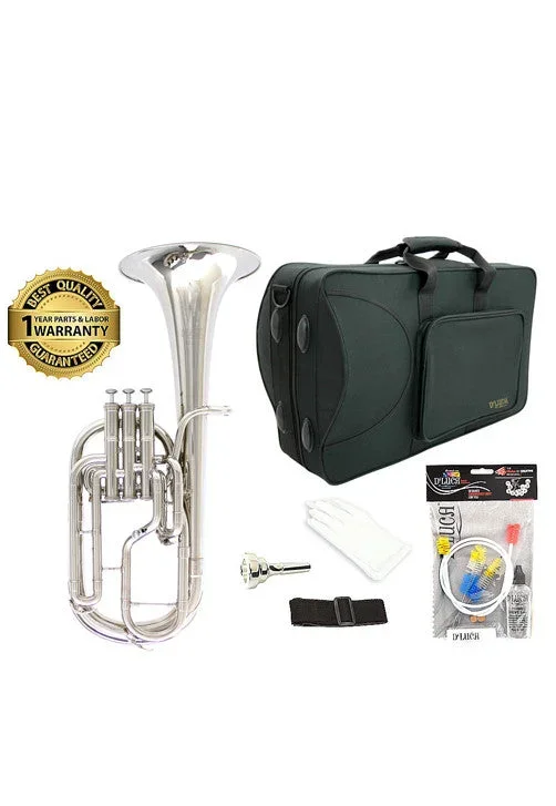 D’Luca 860 Series Nickel Plated Eb Alto Horn with Rose Brass Leadpipe, Professional Case, Cleaning Kit and 1 Year Manufacturer Warranty