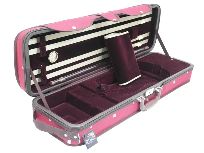 D’Luca Heavy Duty Oblong Violin Case 4/4 Red-Burgandy