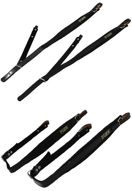 D’Luca Pro Slim Series Genuine Leather Accordion Straps Black