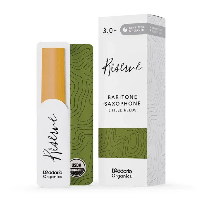 Daddario ODLR05305 Organic Reserve Baritone Saxophone Reeds, Strength 3.0+, 5-Pack