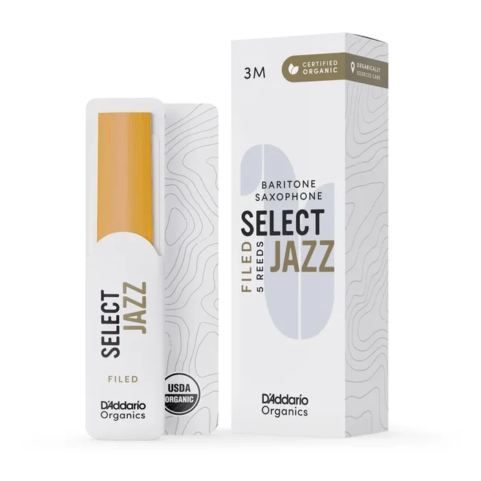 Daddario ORSF05BSX3M Organic Select Jazz Filed Bari Sax Reeds, Strength 3 Medium, 5-Pack