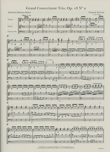 de Fossa, Francois: SCORE Grand Concertante Trio, Op. 18 No. 2 (guitar, violin and cello)
