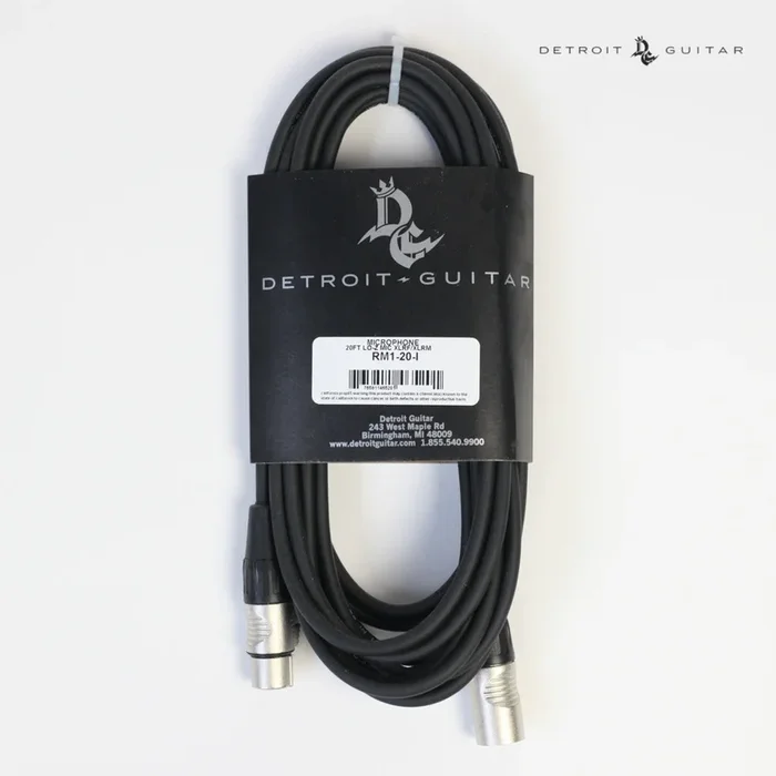 Detroit Guitar 20′ Microphone XLR-XLR Cable