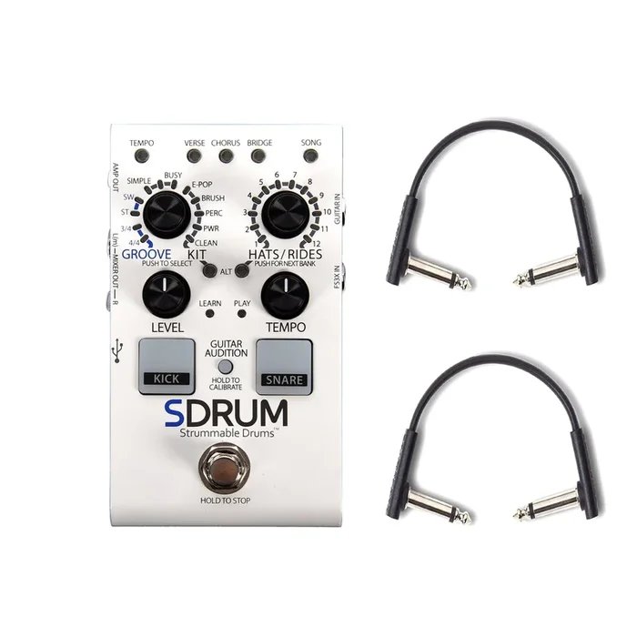 DigiTech SDRUM Auto-drummer Pedal w/RockBoard Flat Patch Cables Bundle