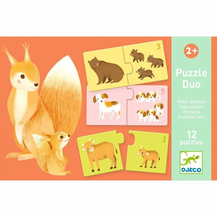 Djeco puzzle duo -baby animals