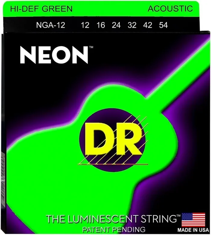 DR – NGA-12 – 6-String Acoustic Guitar Strings – Hi-Def Green Neon (1 Pack)
