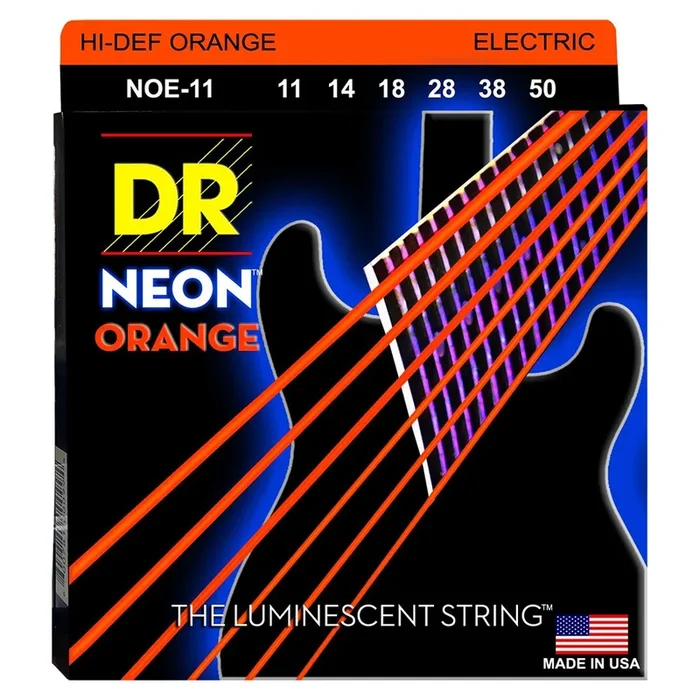 DR – NOE-11 – 6-String Electric Guitar Strings – Hi-Def Orange Neon (1 Pack)