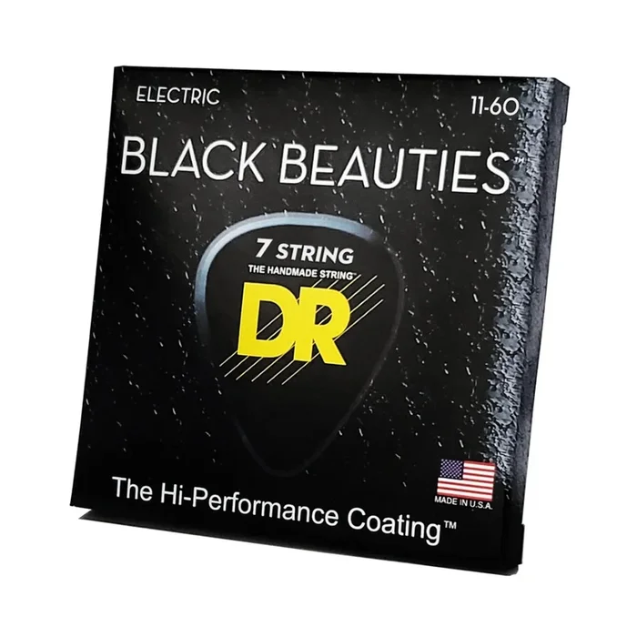 DR Black Beauties K3 Coated Electric Guitar Strings – 7-String Heavy 11-60