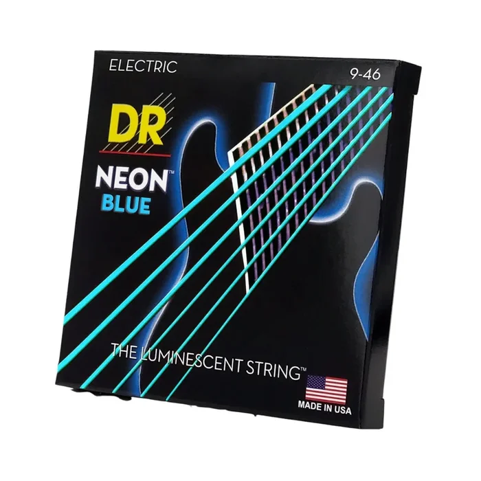 DR Hi-Def Neon Blue K3 Coated Electric Guitar Strings – Light to Medium 9-46