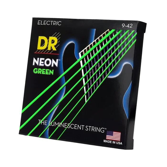 DR Hi-Def Neon Green K3 Coated Electric Guitar Strings – Light 9-42