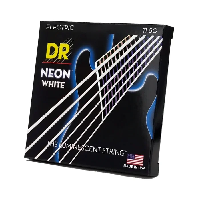 DR Hi-Def Neon White K3 Coated Electric Guitar Strings – Heavy 11-50