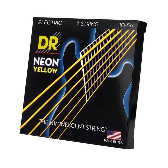 DR Hi-Def Neon Yellow K3 Coated Electric Guitar Strings – 7-String Medium 10-56