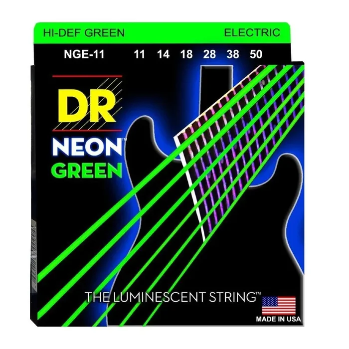DR String NGE11 Hi Def Neon Green Colored Electric Guitar Strings – Heavy – 11-50