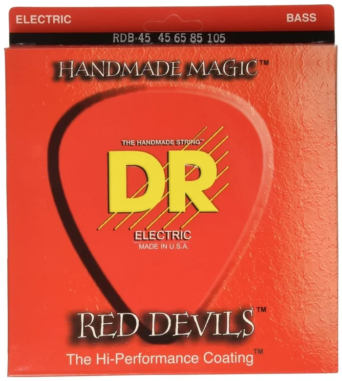 DR Strings – RDB-45 – Red Devils – 4-String Bass – Medium 45-105 – Long Scale (1 Pack)