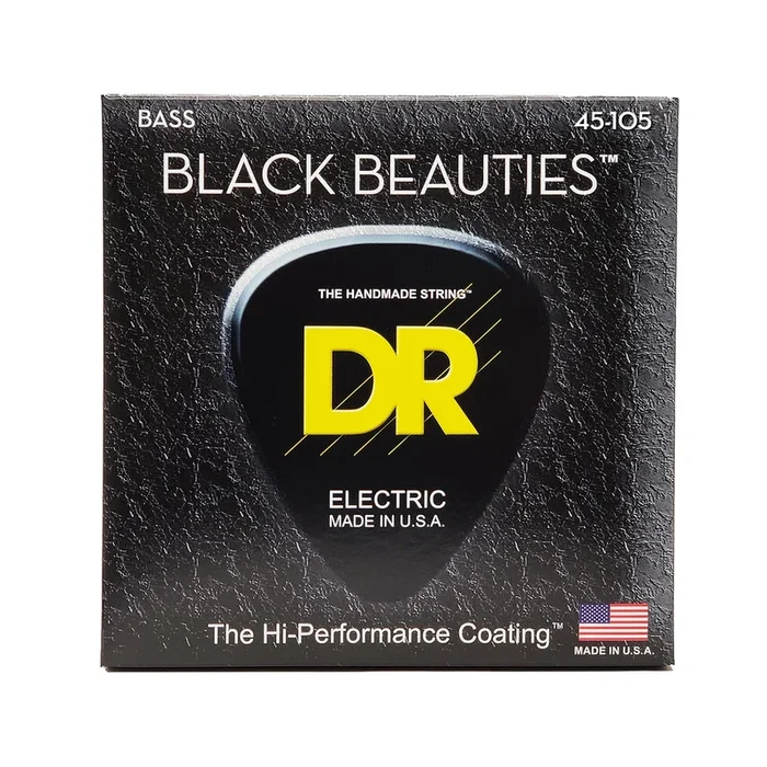 DR Strings Black Beauties – Extra-Life Black-Coated Bass 45-105