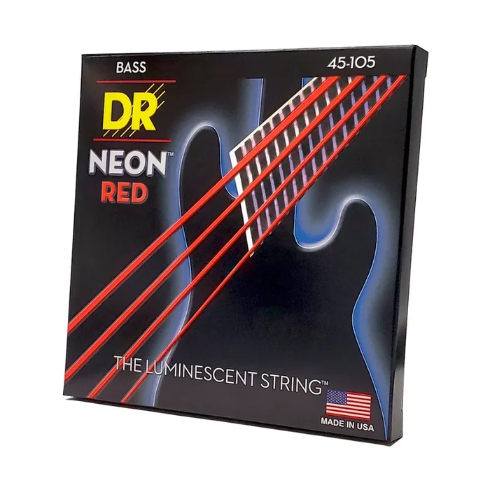 DR Strings Hi-Def Neon Red K3 Coated Bass Guitar Strings – Medium 45-105