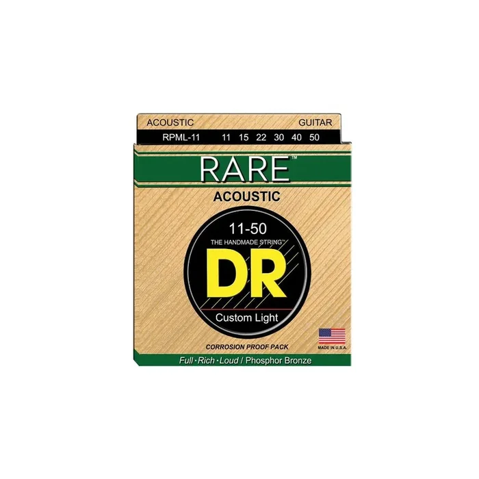 DR Strings RPML-11 Rare Phosphor Bronze Custom Light Acoustic Guitar Strings – 11-50