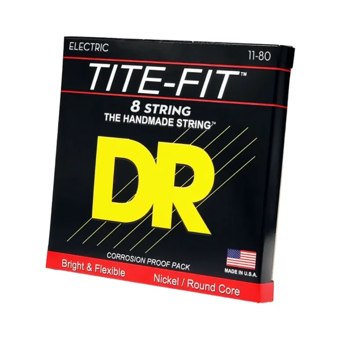 DR TITE-FIT Compression Wound Electric Guitar Strings – 8-String Heavy 11-80