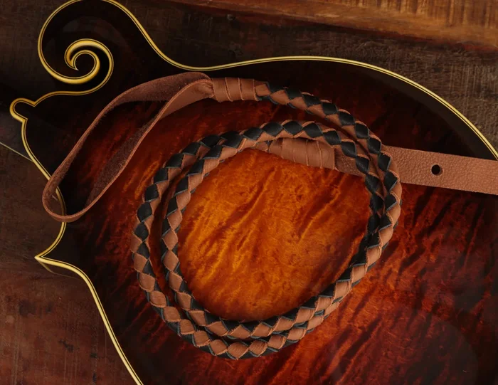 Dudenbostel Braided F Mandolin Strap – Black/Brown Twist, Large
