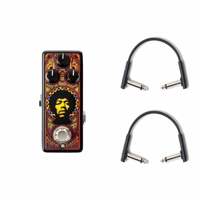 Dunlop Jimi Henrdix ’69 Psych Band of Gypsys Mini Fuzz Pedal w/RockBoard Flat Patch Cables Bundle