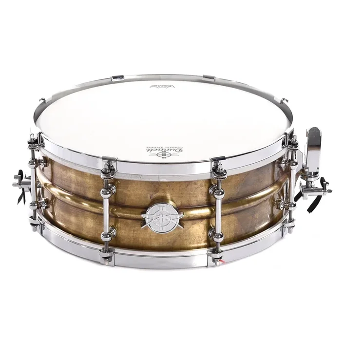 Dunnett 5.5×14 2N Beaded Raw Brass Straight Edge Snare Drum w/Single Flanged Hoops