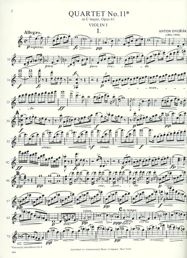 Dvorak, Antonin: String Quartet Op.61 No.11 in C major