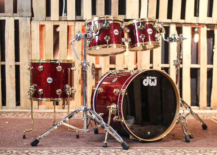 DW Collector’s Cherry HVLT Ruby Glass Drum Set – 20,10,12,14 – SO#1313389
