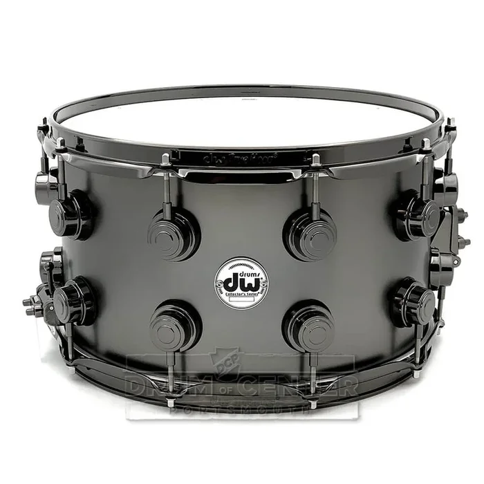 DW Collectors Satin Black Brass Snare Drum 14×8 Black Nickel Hardware