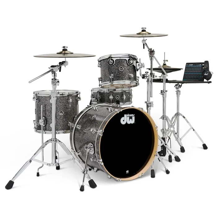 DW DWe 4pc Complete Electronic/Acoustic Drum Set Black Galaxy