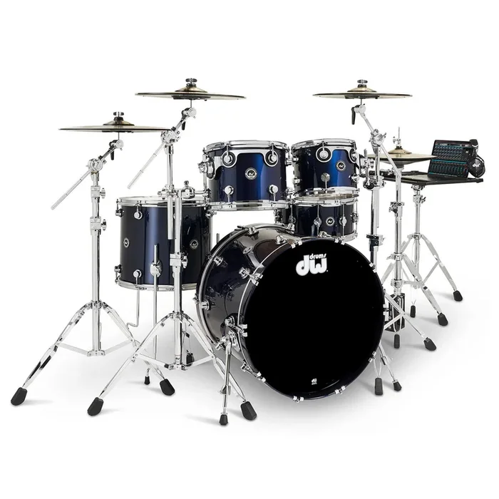 DW DWe 5pc Complete Electronic/Acoustic Drum Set Midnight Blue Metallic
