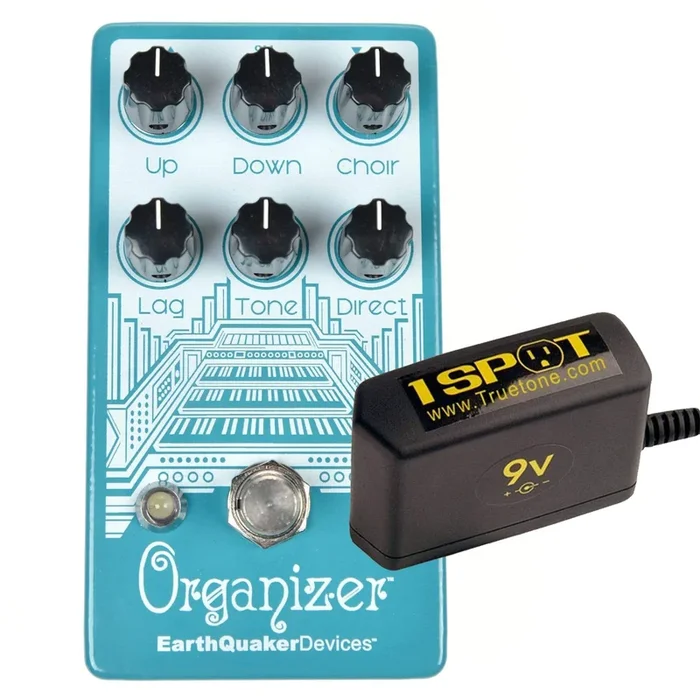 Earthquaker Devices Organizer Polyphonic Organ Emulator v2 Bundle w/ Truetone 1 Spot Space Saving 9v Adapter