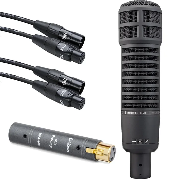 Electro-Voice RE20 Large-Diaphragm Dynamic Microphone – Black PREAMP PAK